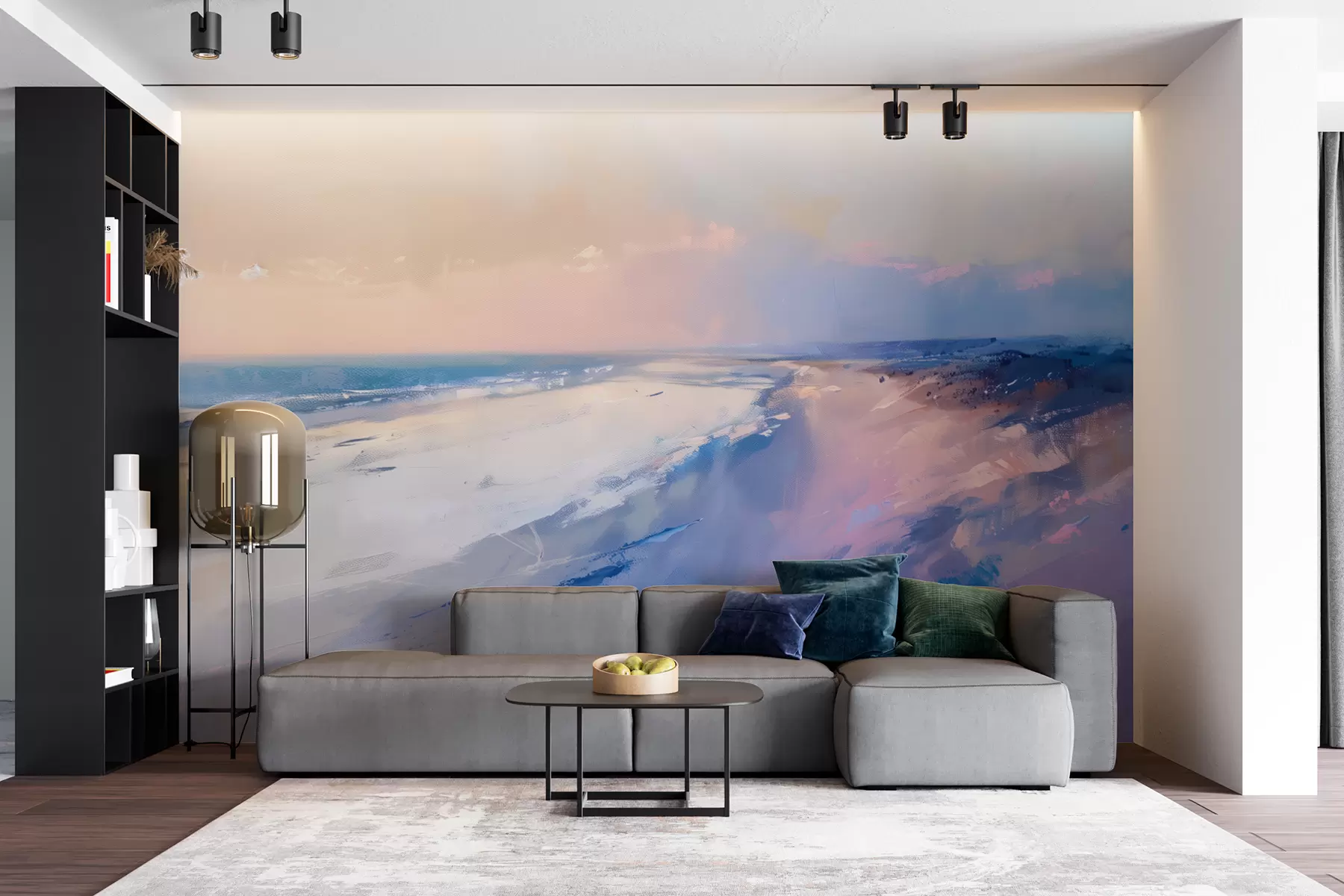 murales de pared Paisaje marino de ensueño pintado en suaves colores pastel. w01494