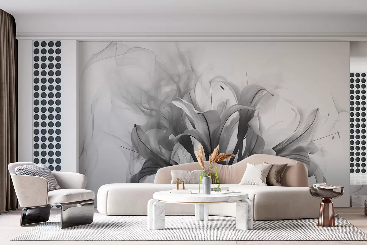 murales de pared Flores blancas y negras w01072