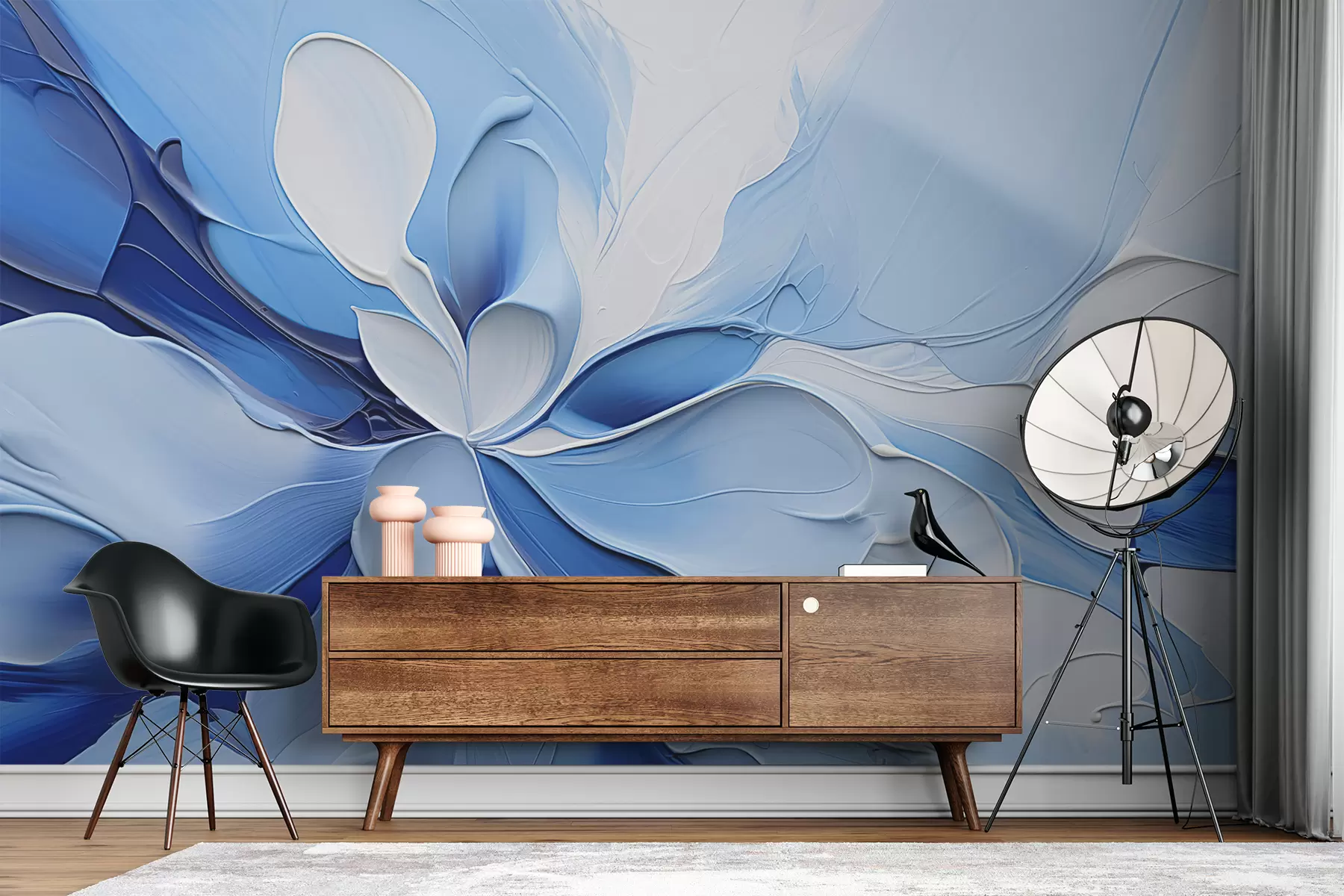 murales de pared Fondo de pinceladas abstractas azules w01560