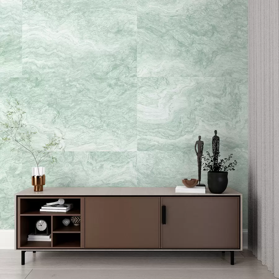 murales de pared Textura de mármol, abstracción, fluido, color verde w01544v2