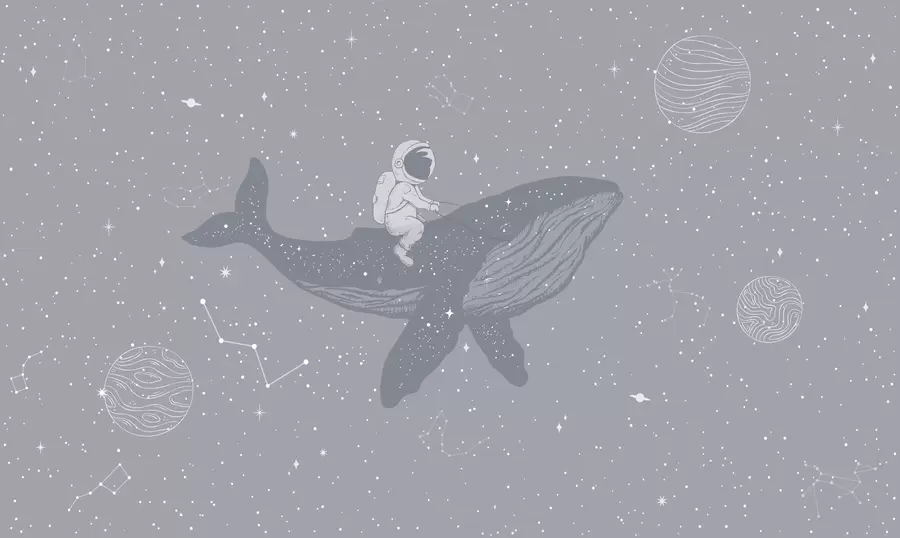 murales de pared Astronauta y ballena mágica en el espacio w08298