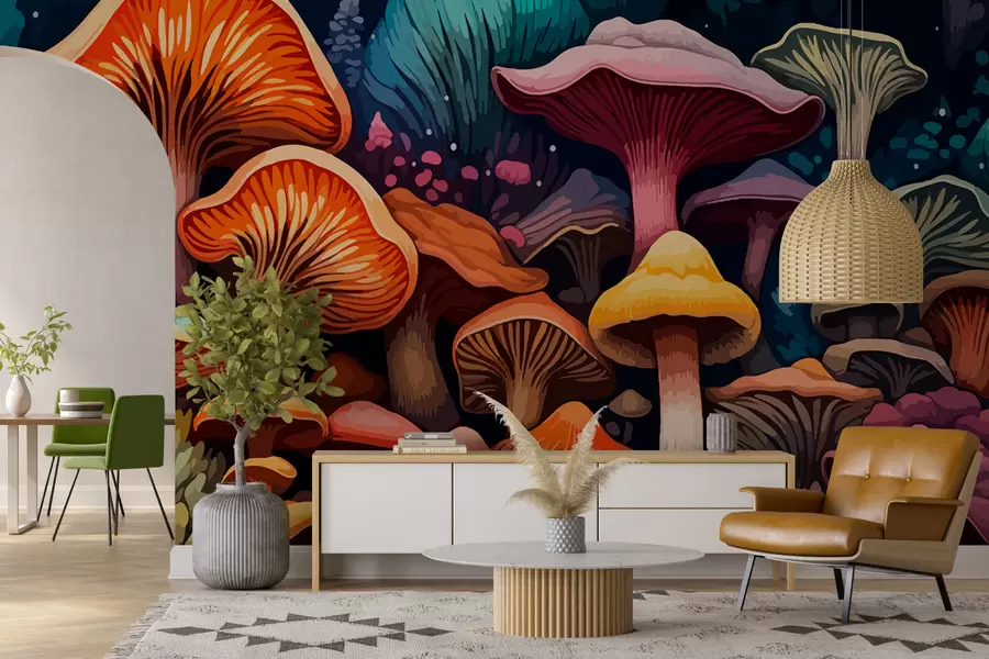 murales de pared Hongos multicolores w01112