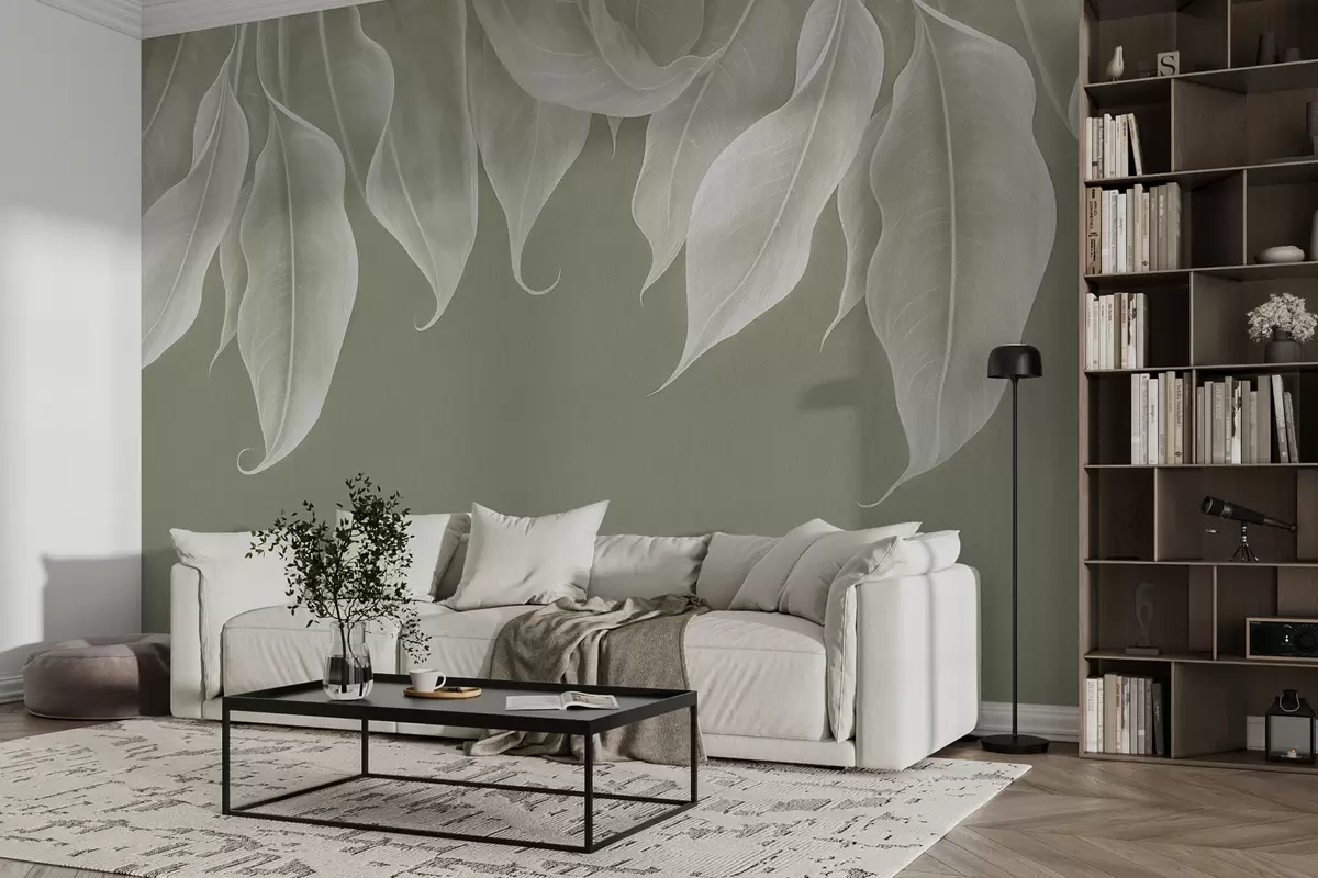 murales de pared hojas grandes colgantes de color verde w01680v3