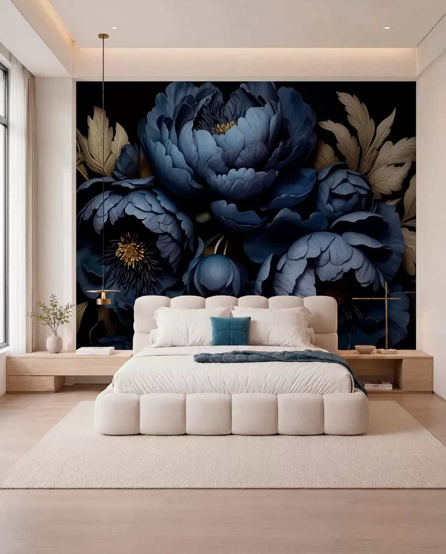 murales de pared Peonías azules w01131