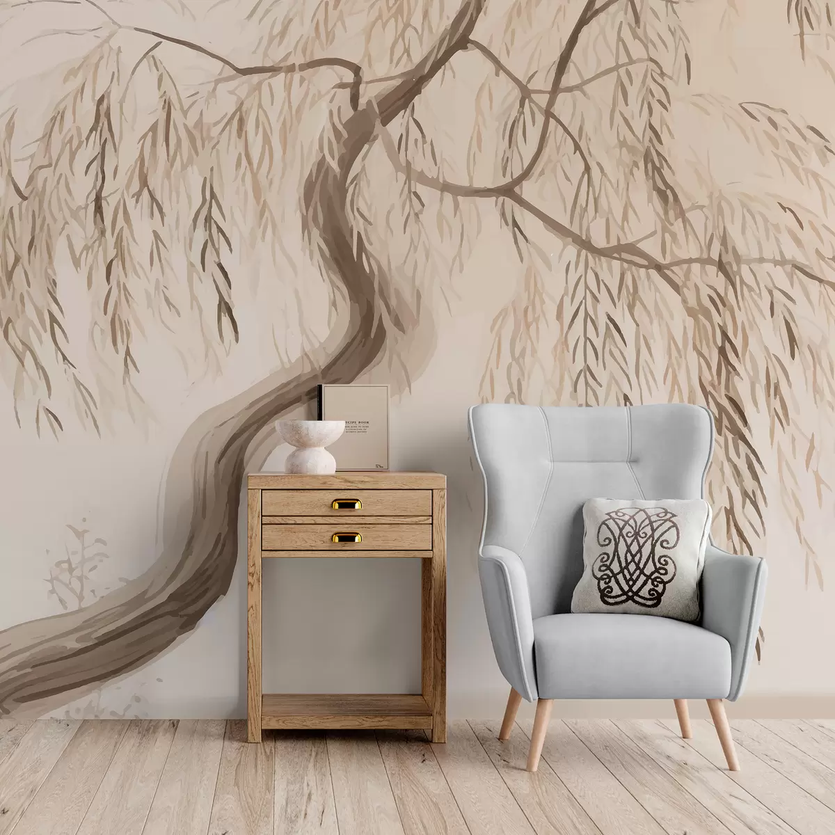 murales de pared Árbol,árbol en colores pastel w01753