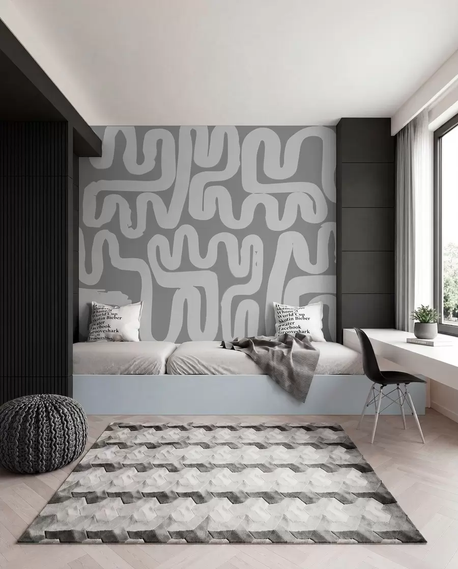 murales de pared Líneas sinuosas en gris w01686v2