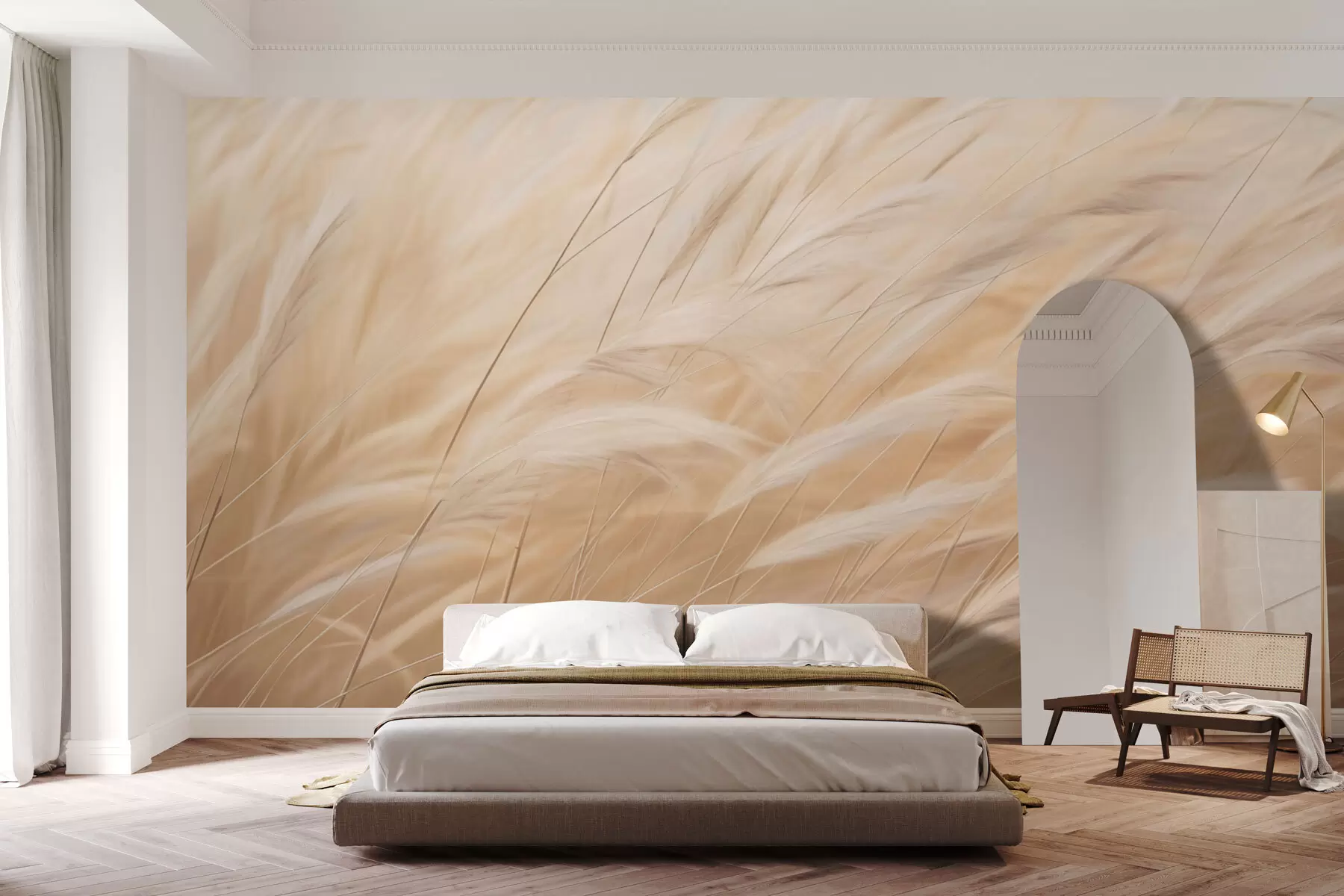 murales de pared Espiguillas amarillas de gramíneas w01719