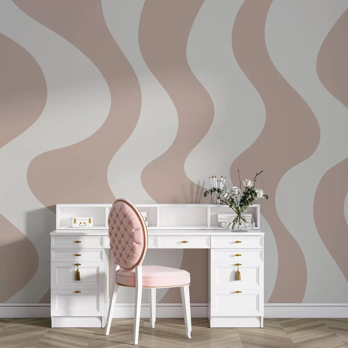 murales de pared Líneas rosas sinuosas w01833v1