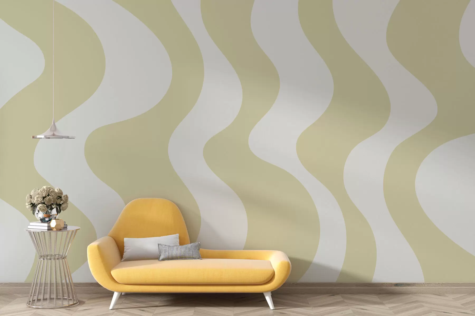 murales de pared Líneas amarillas sinuosas w01833v3