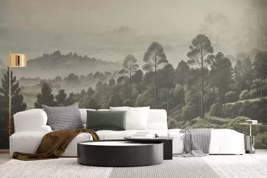 murales de pared Bosque denso y valle brumoso w01871