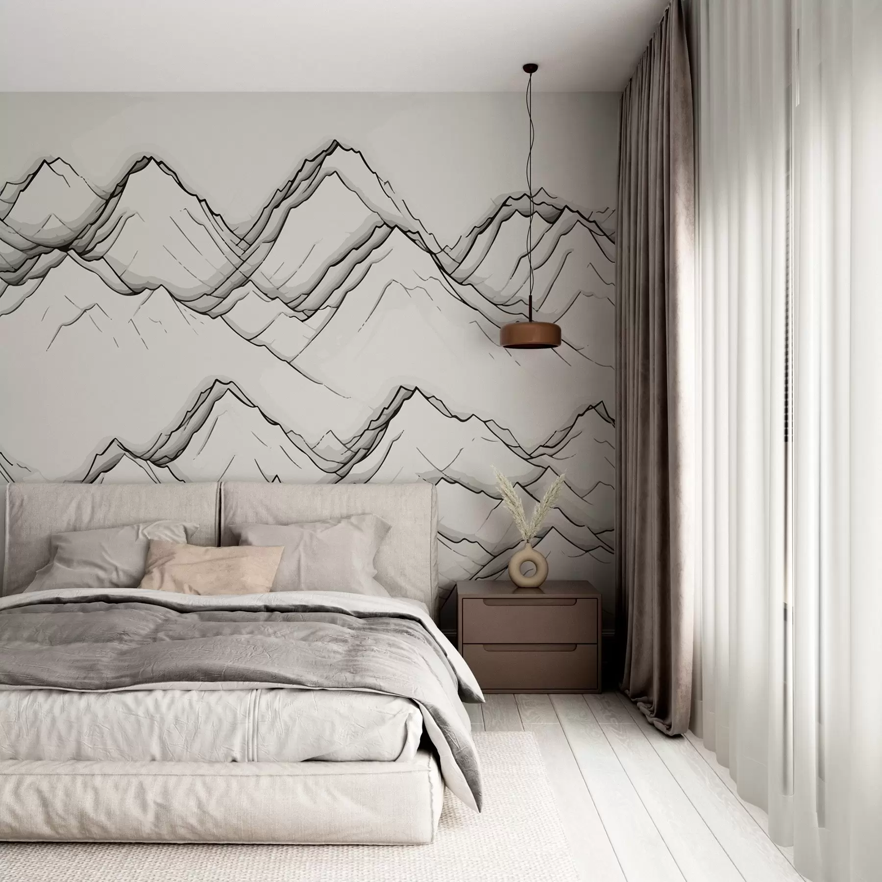 murales de pared Líneas de montaña w01841