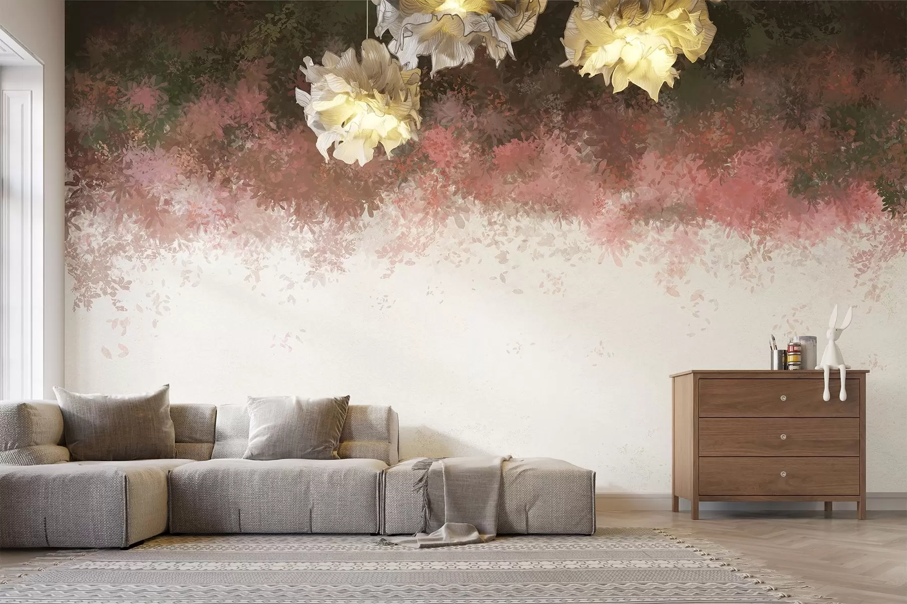 murales de pared Hermosas hojas de otoño, adorno floral, acuarela, naturaleza  w01879v1