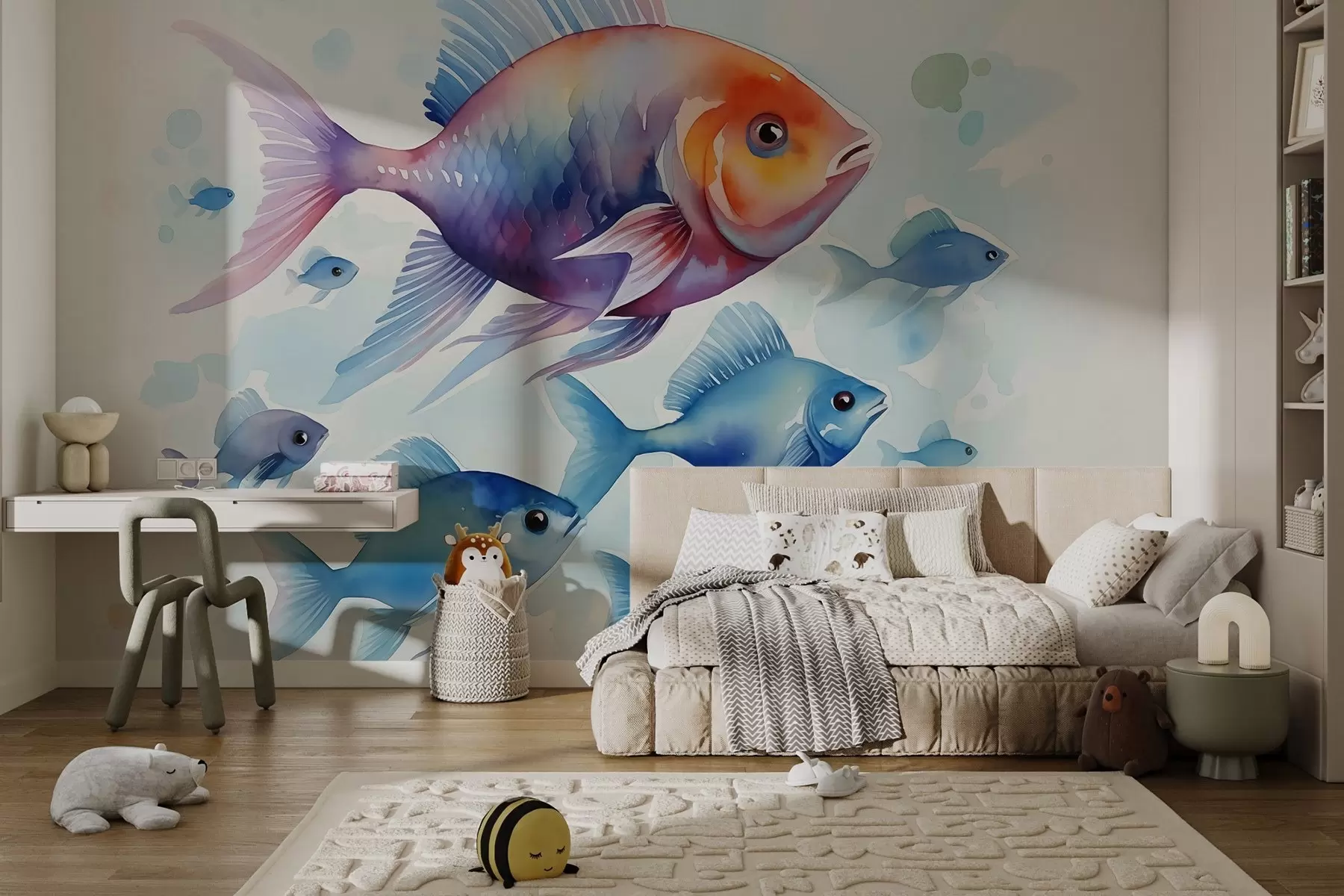 murales de pared Peces difuminados estilo acuarela húmeda w01949