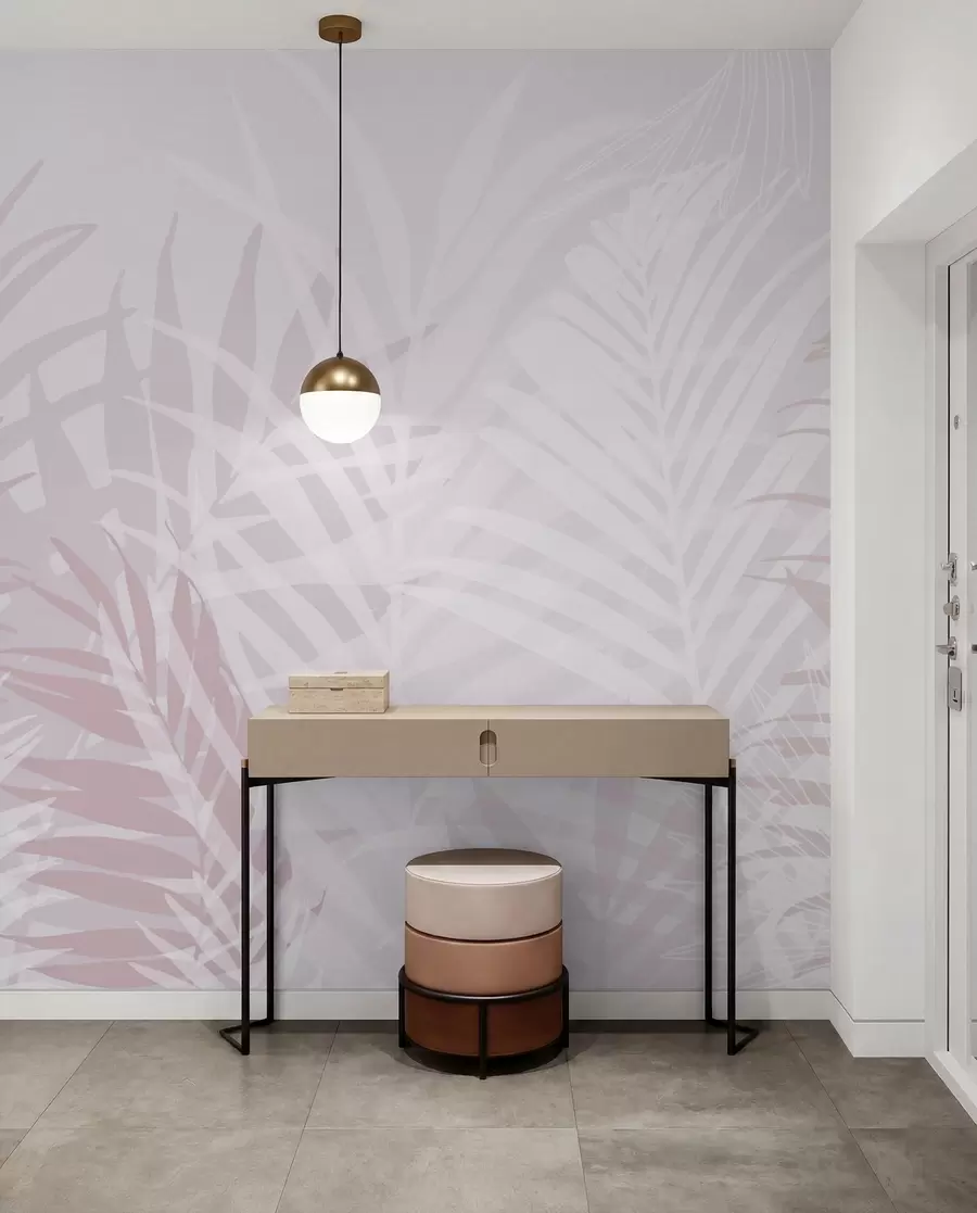 murales de pared Sombras de palmas en rosa w02026v4