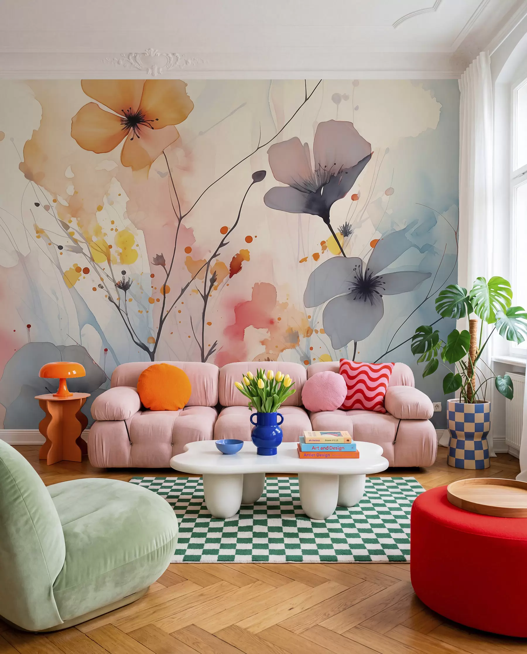 murales de pared Flores silvestres en ámbar w02049