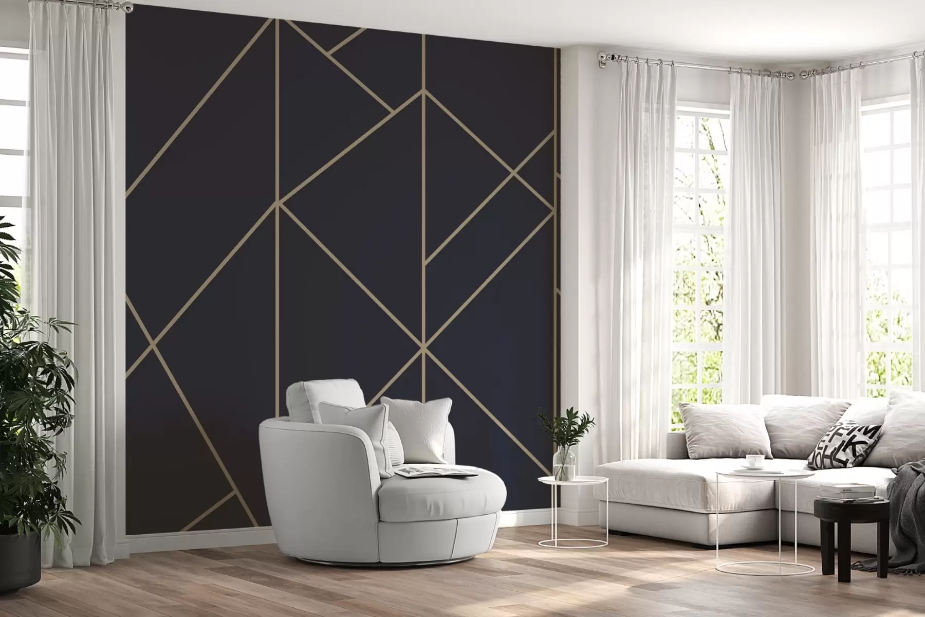 murales de pared Líneas geométricas, fondo oscuro w02051