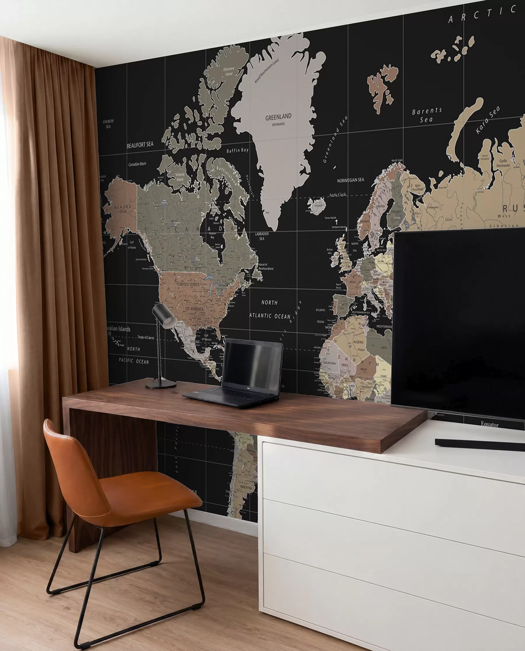 murales de pared Mapa del mundo con diversos países delineados u99477d1