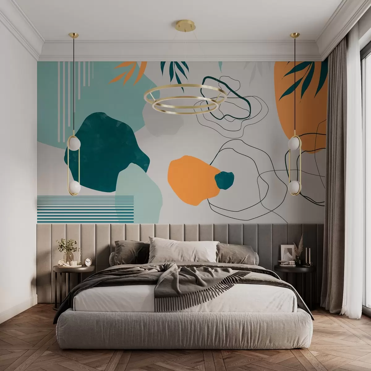 murales de pared Formas abstractas en colores relajantes w00509