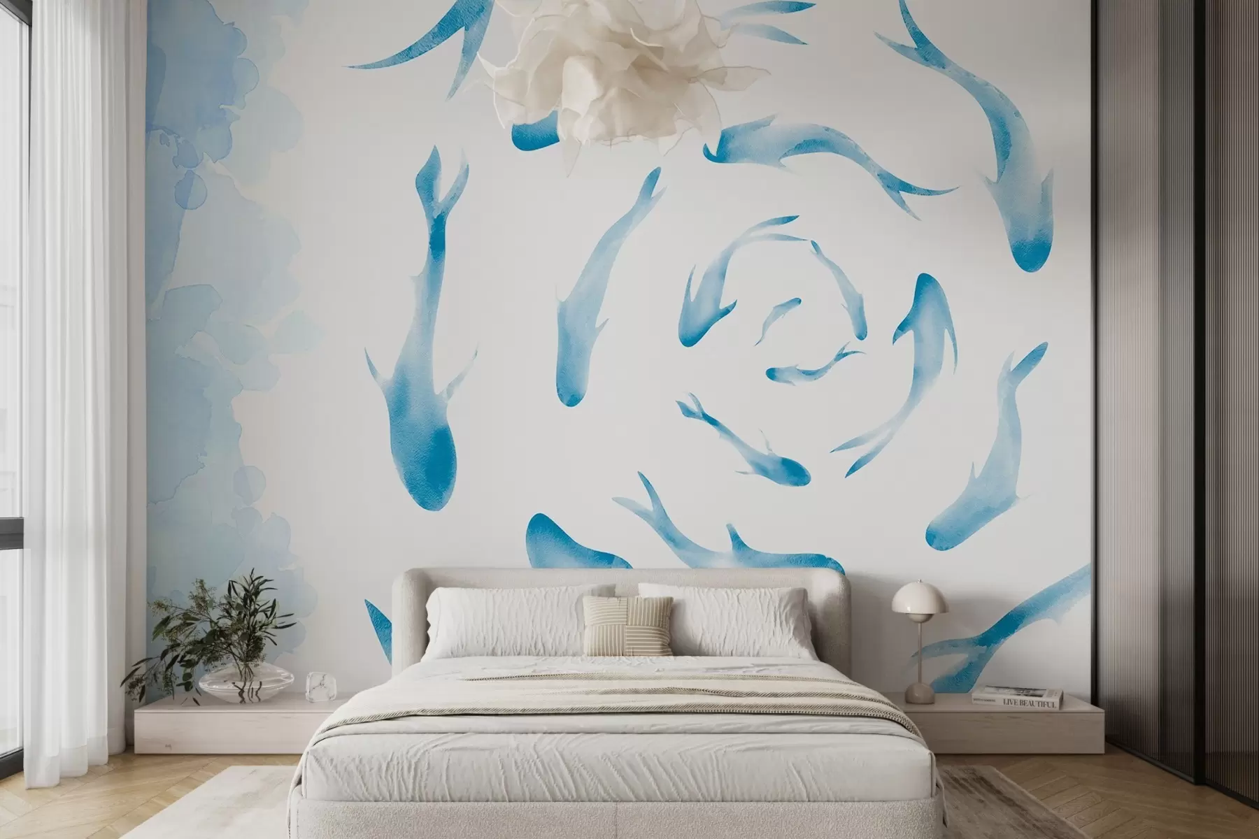 murales de pared Peces arremolinados en aguas tranquilas w00572
