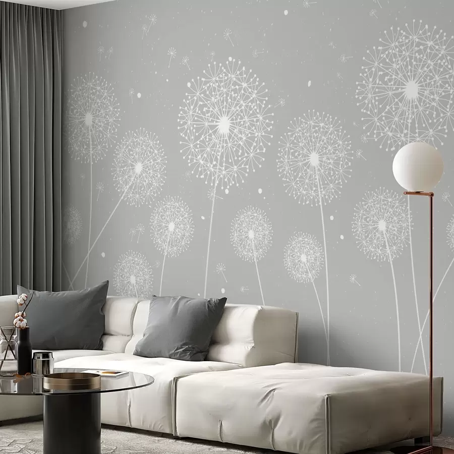 murales de pared Delicados dientes de león bailando en la brisa w00754v1