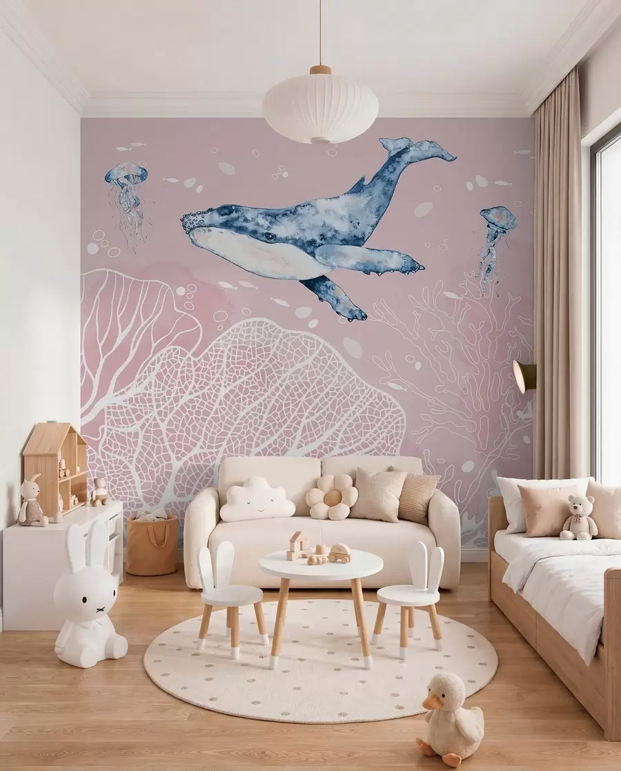 murales de pared Escena submarina con gentiles gigantes w00848v2