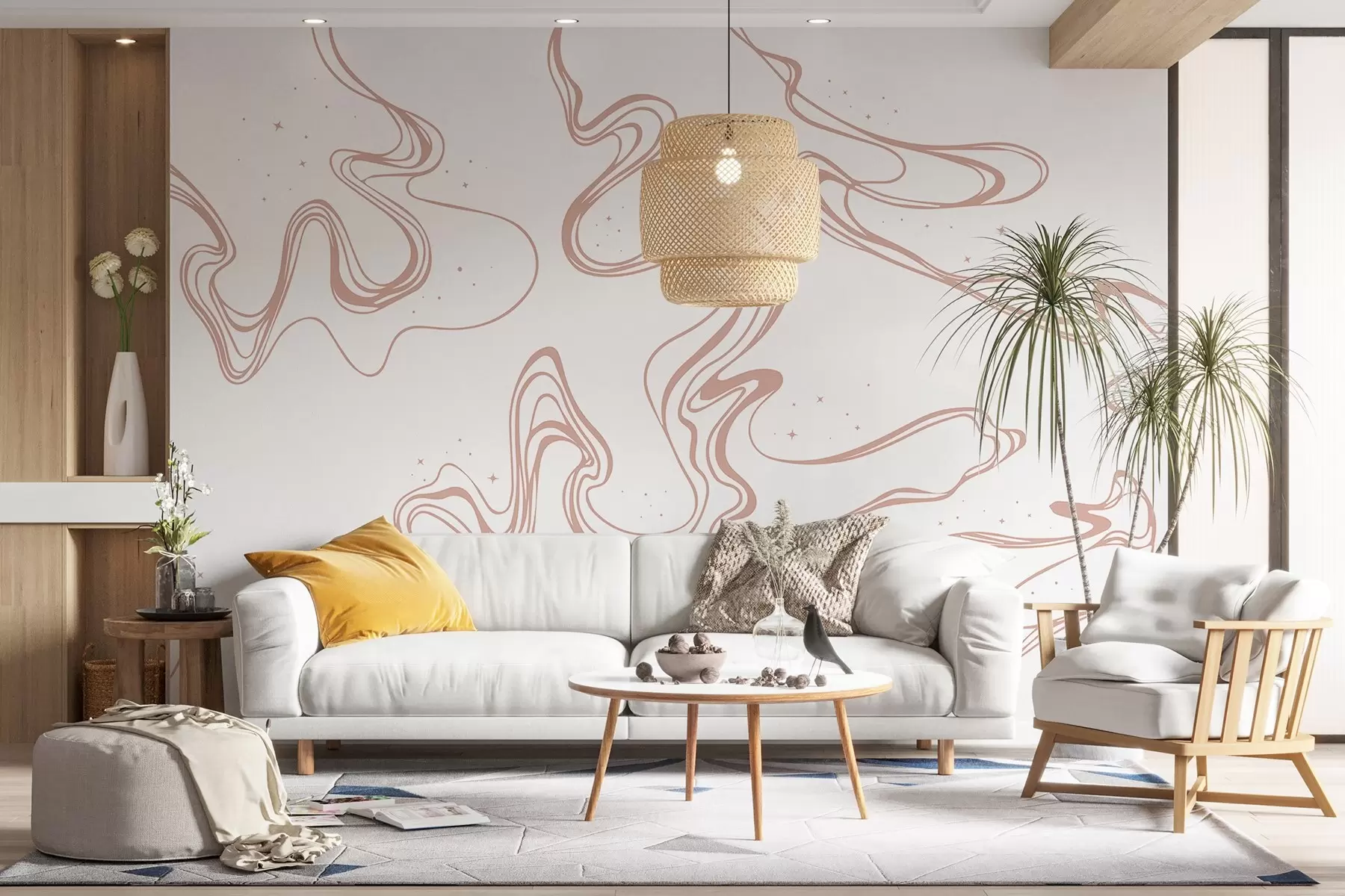 murales de pared Elegantes remolinos sobre un lienzo blanco w00929
