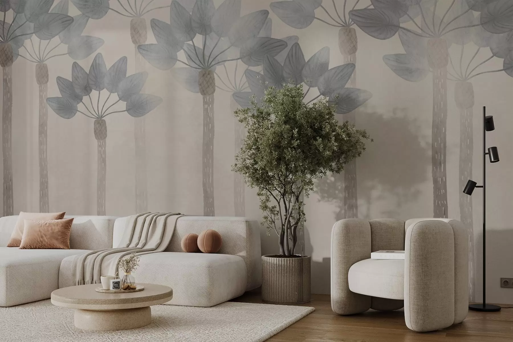 murales de pared Hojas caprichosas en colores suaves u98672v1