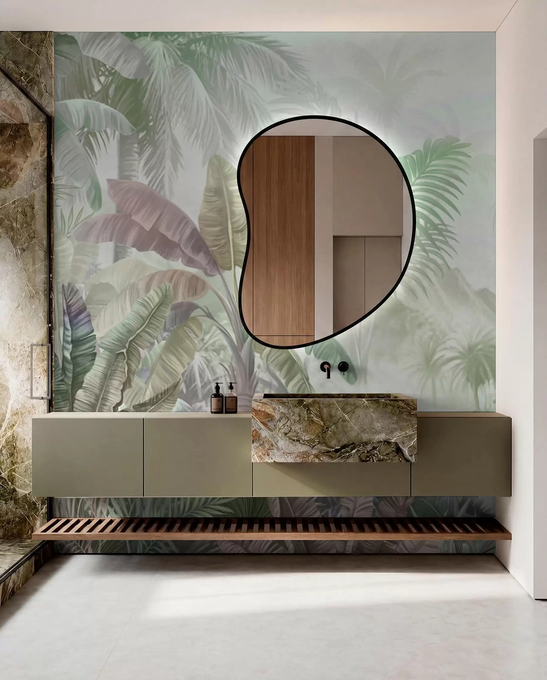 murales de pared Selva tropical en suaves tonos verdes w01931v1