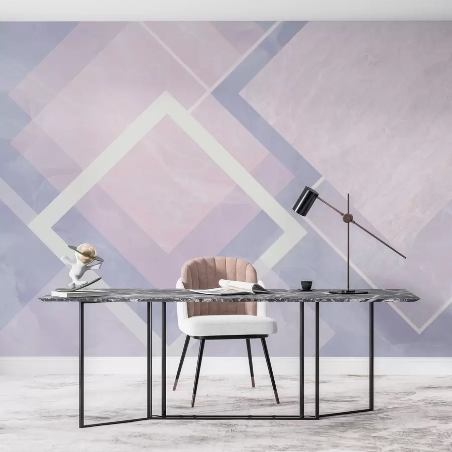 murales de pared Geometría en tonos rosas y azules w02062