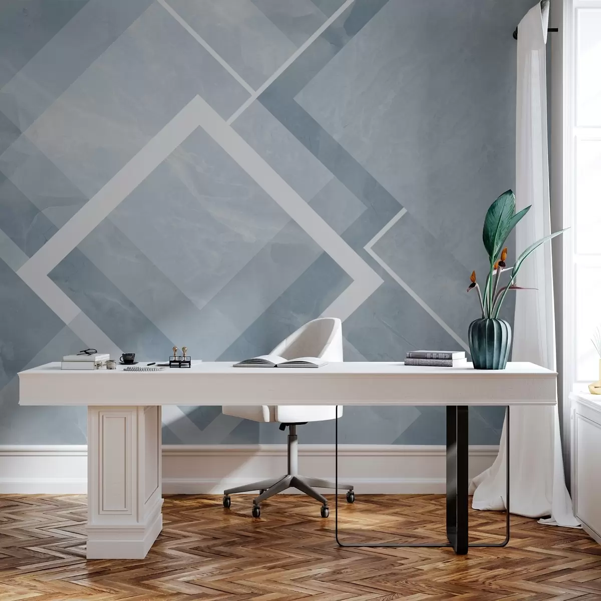 murales de pared Geometría en tonos azules w02062v3