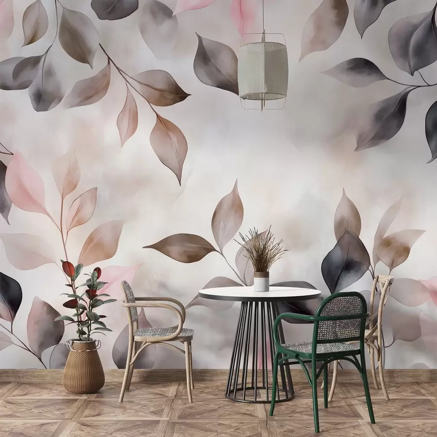 murales de pared Delicado follaje de acuarela w02069v1