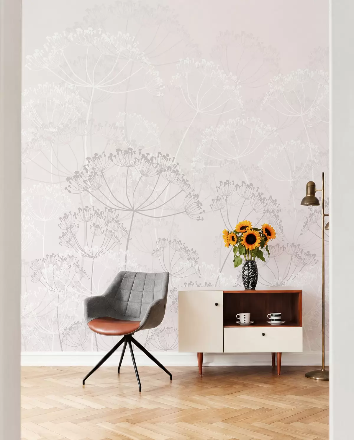 murales de pared Encaje de prado rosa w02105