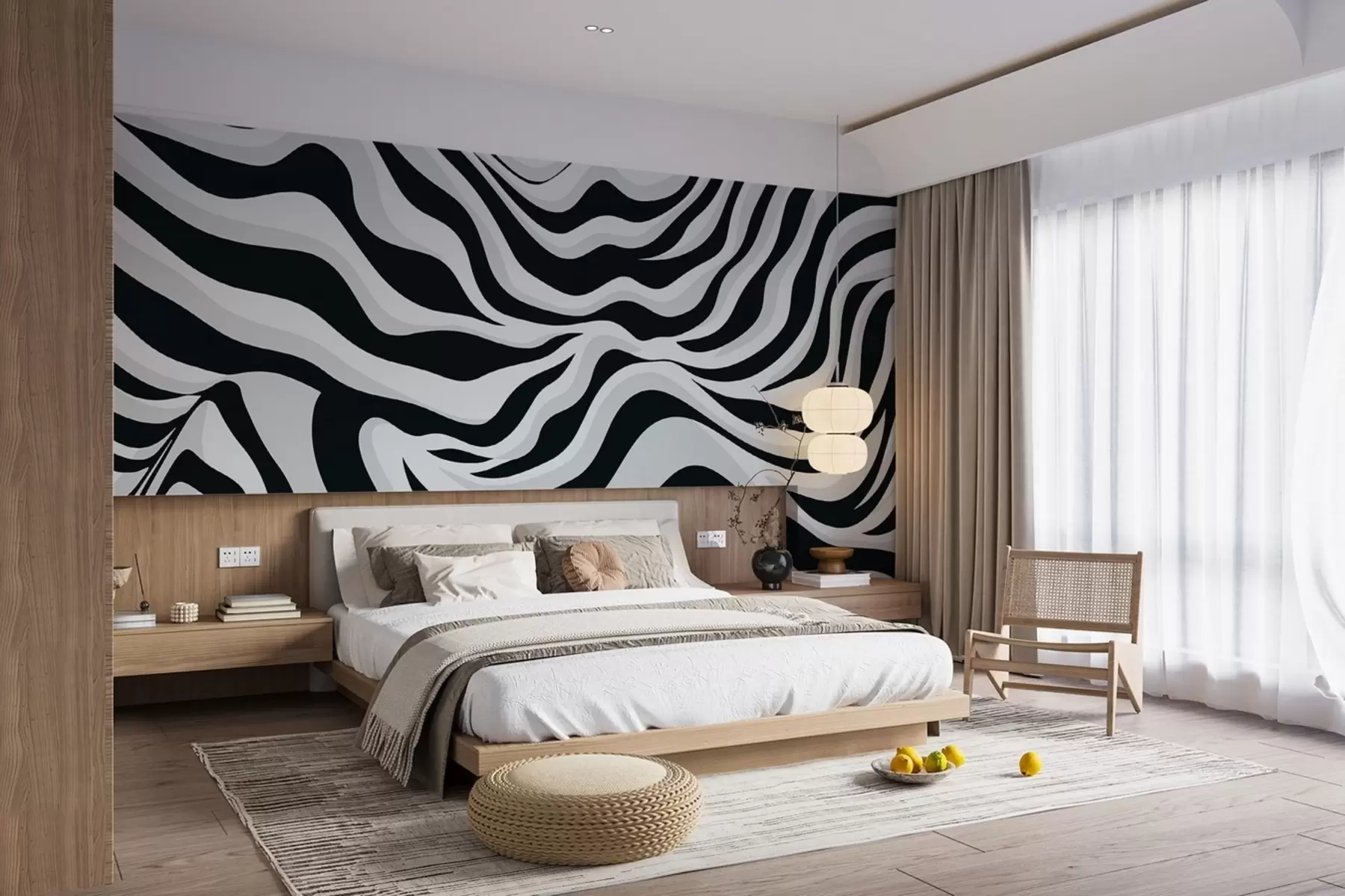 murales de pared Líneas onduladas de tres colores w02109