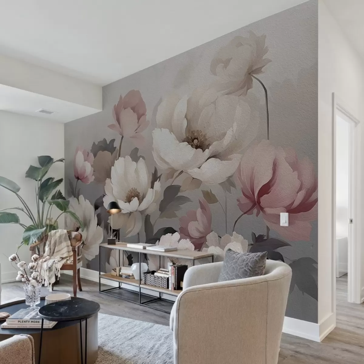 murales de pared Flores pintadas al óleo en la pared w02111