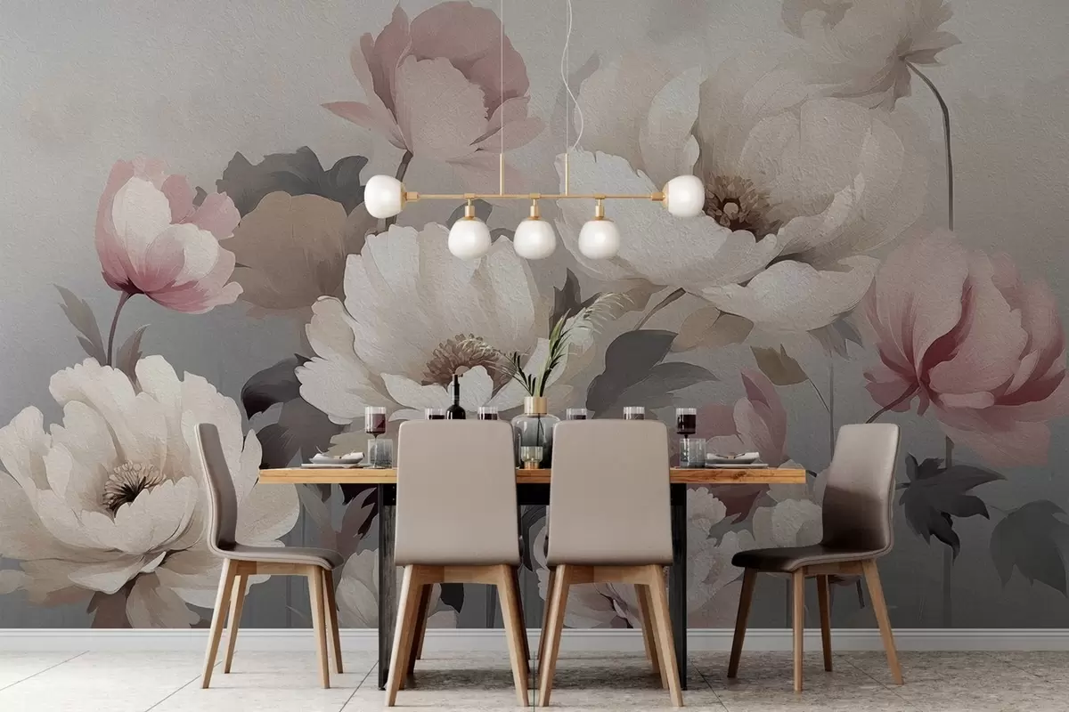 murales de pared Flores pintadas al óleo en la pared w02111