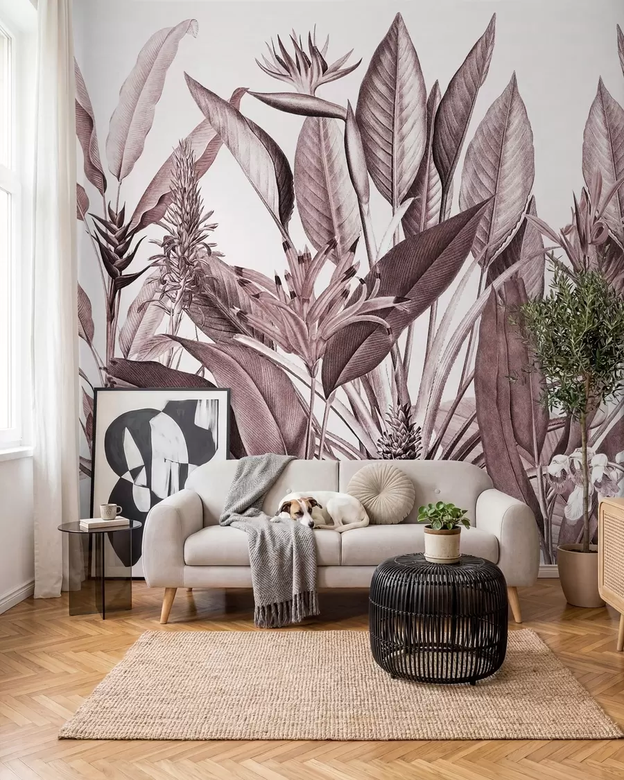 murales de pared Selva en tinta rosa u96833v1