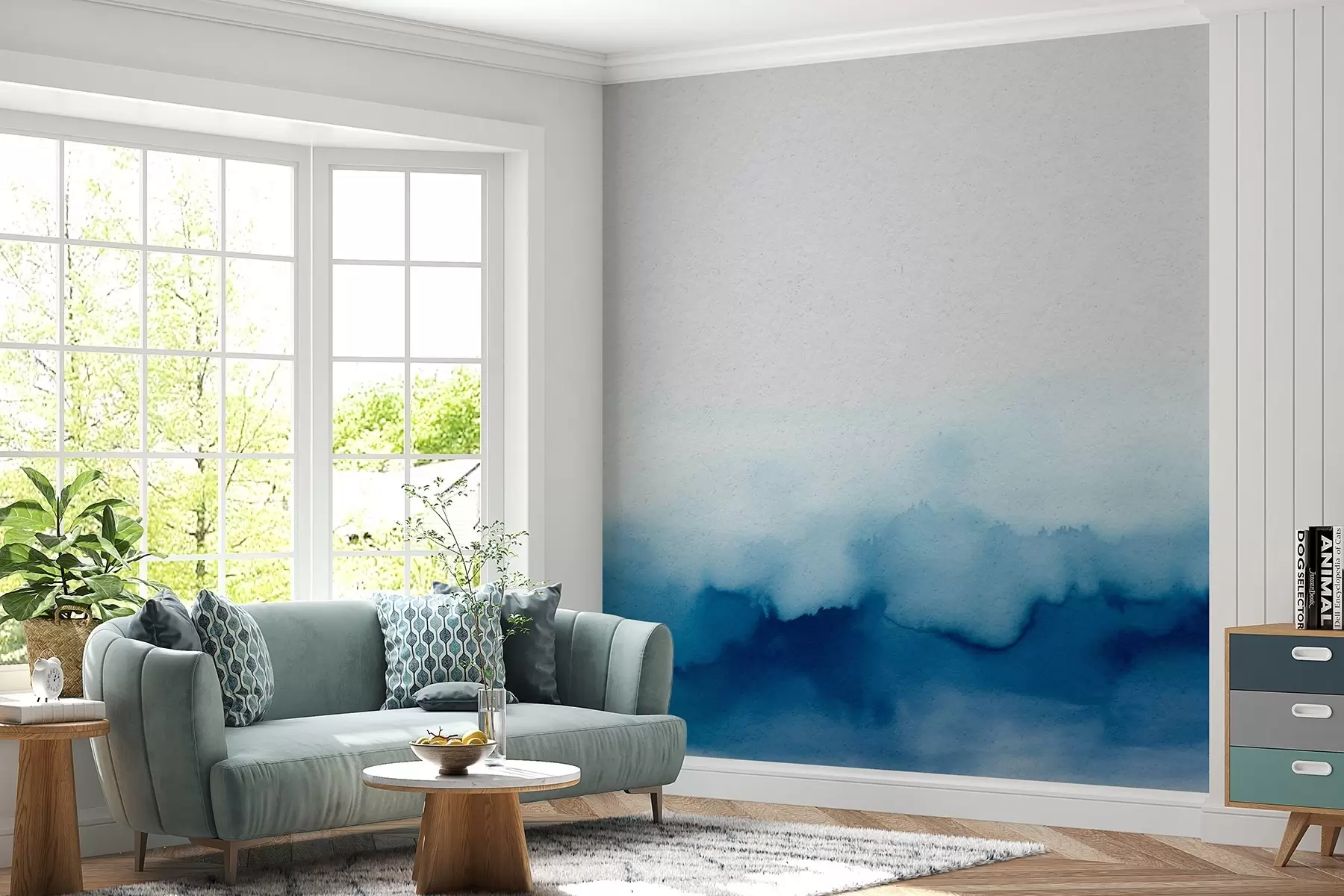 murales de pared Los serenos tonos azules se mezclan a la perfección u97859