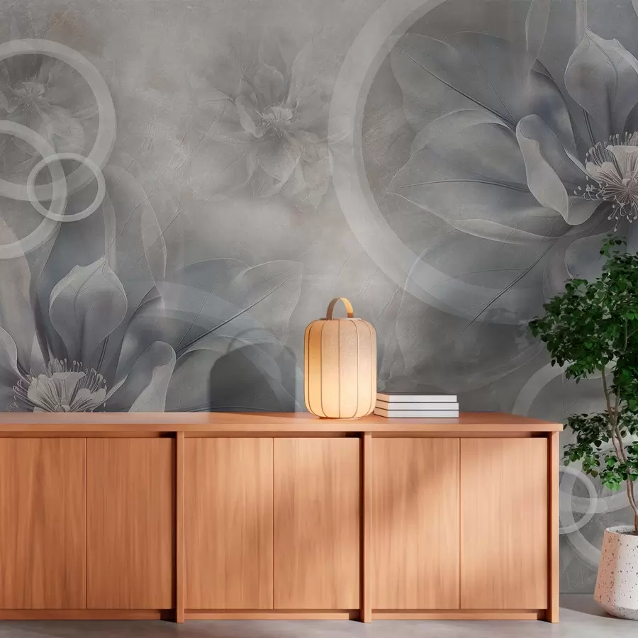 murales de pared Flores y círculos grandes y delicados w01899