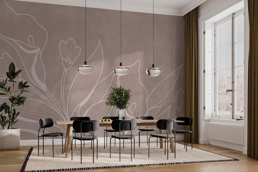 murales de pared Boceto de flores w02220v1
