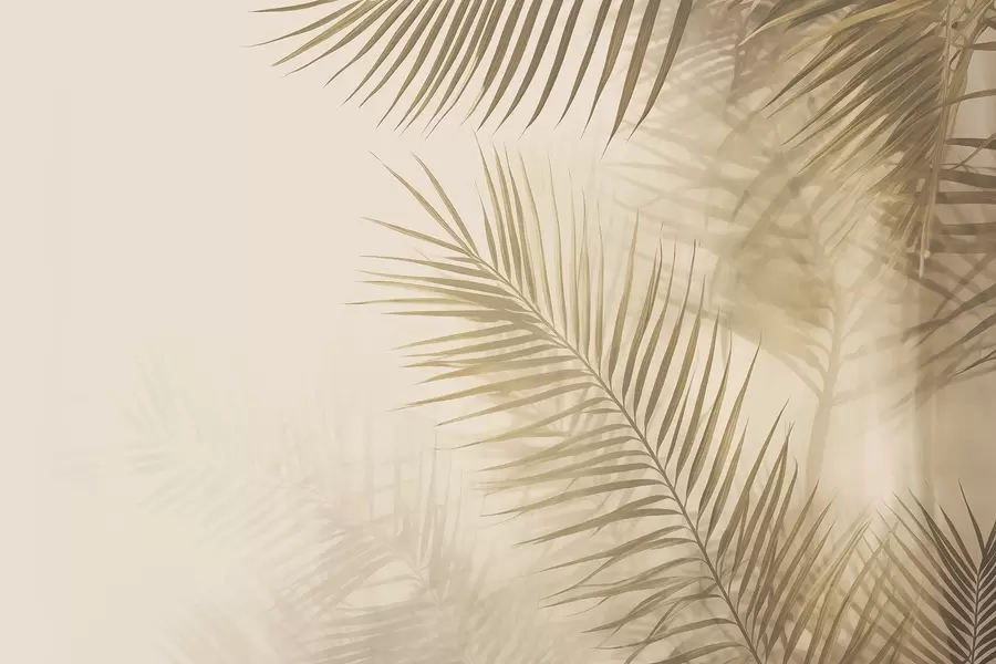 murales de pared Hojas de palmera en estilo vintage w02224