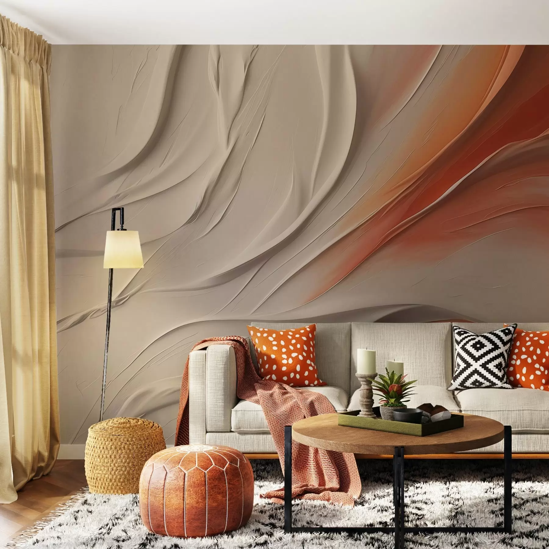 murales de pared Fondo abstracto, beige, rojo, tono naranja w02231