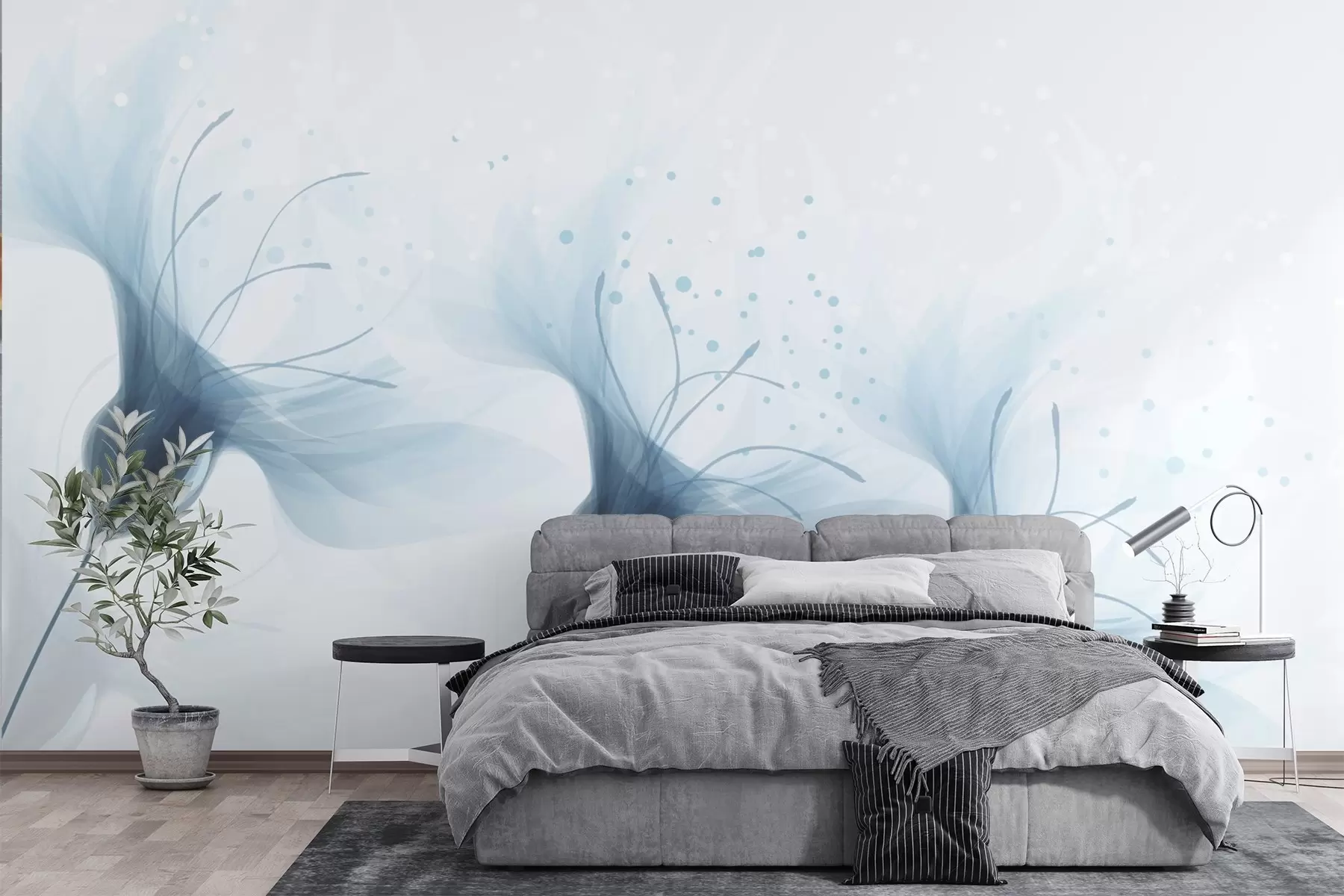 murales de pared Grandes flores azules w02279v2