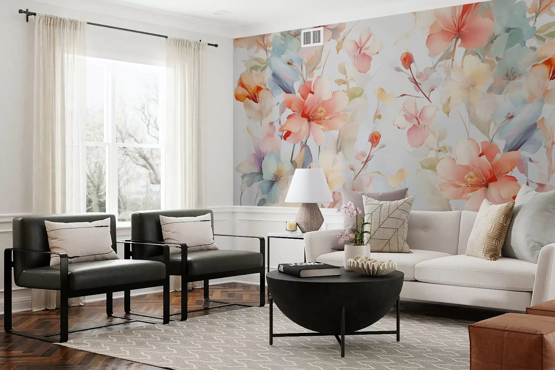 murales de pared Flores brillantes con efecto de desenfoque w02272