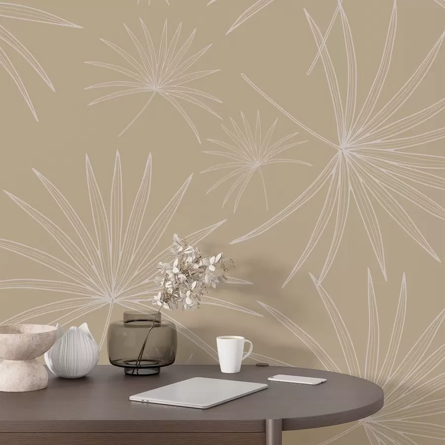 murales de pared Imágenes esquemáticas de hojas de palmera w02257