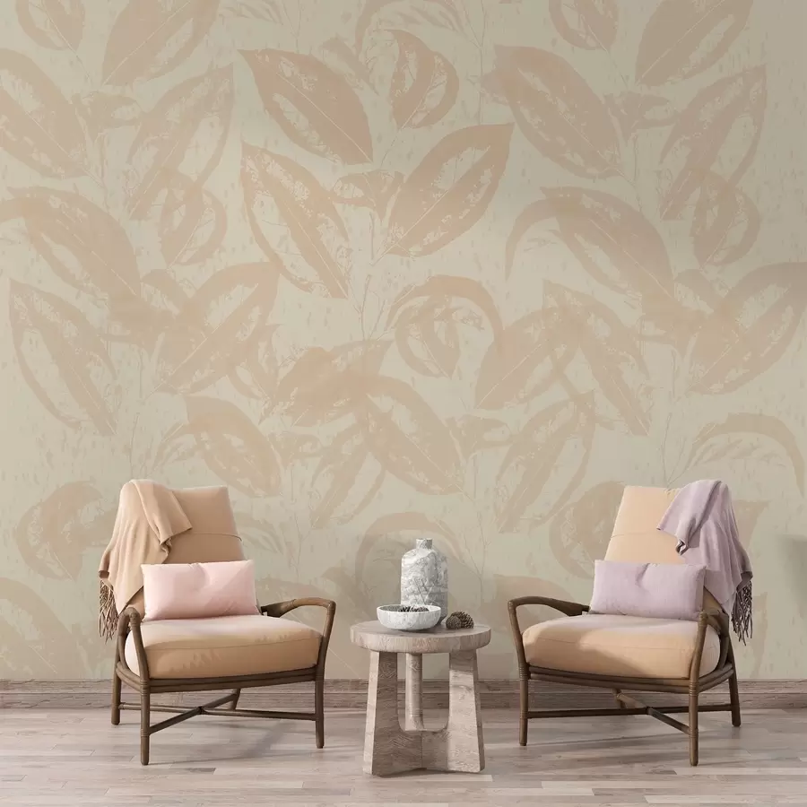 murales de pared Motivo abstracto con hojas translúcidas w02258