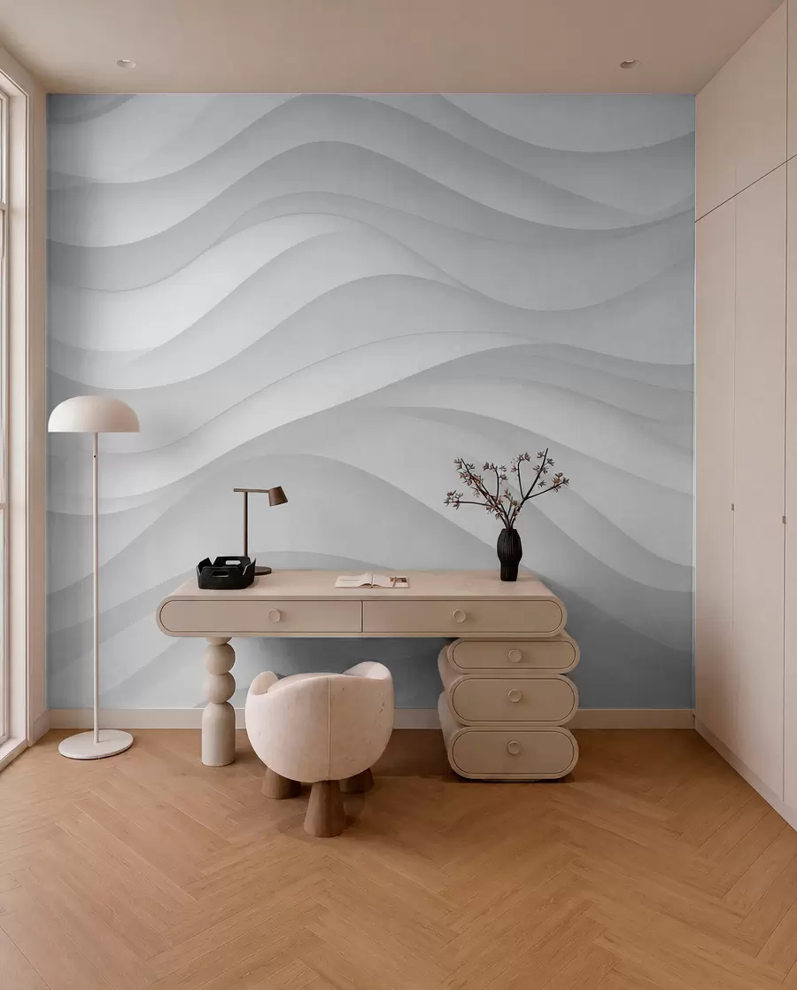 murales de pared Ondas grises en tonos suaves w02314