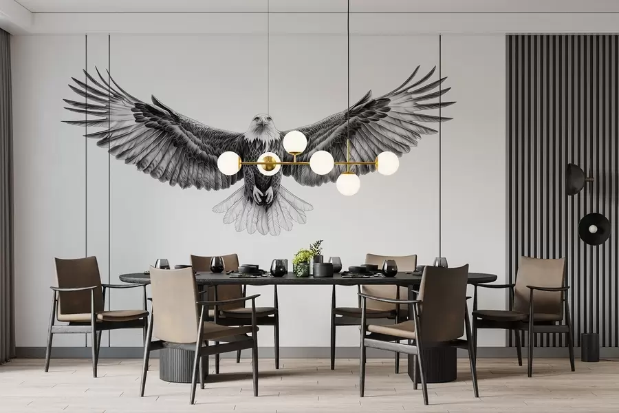 murales de pared Águila voladora, dibujo a lápiz, pájaros, minimalismo w02370