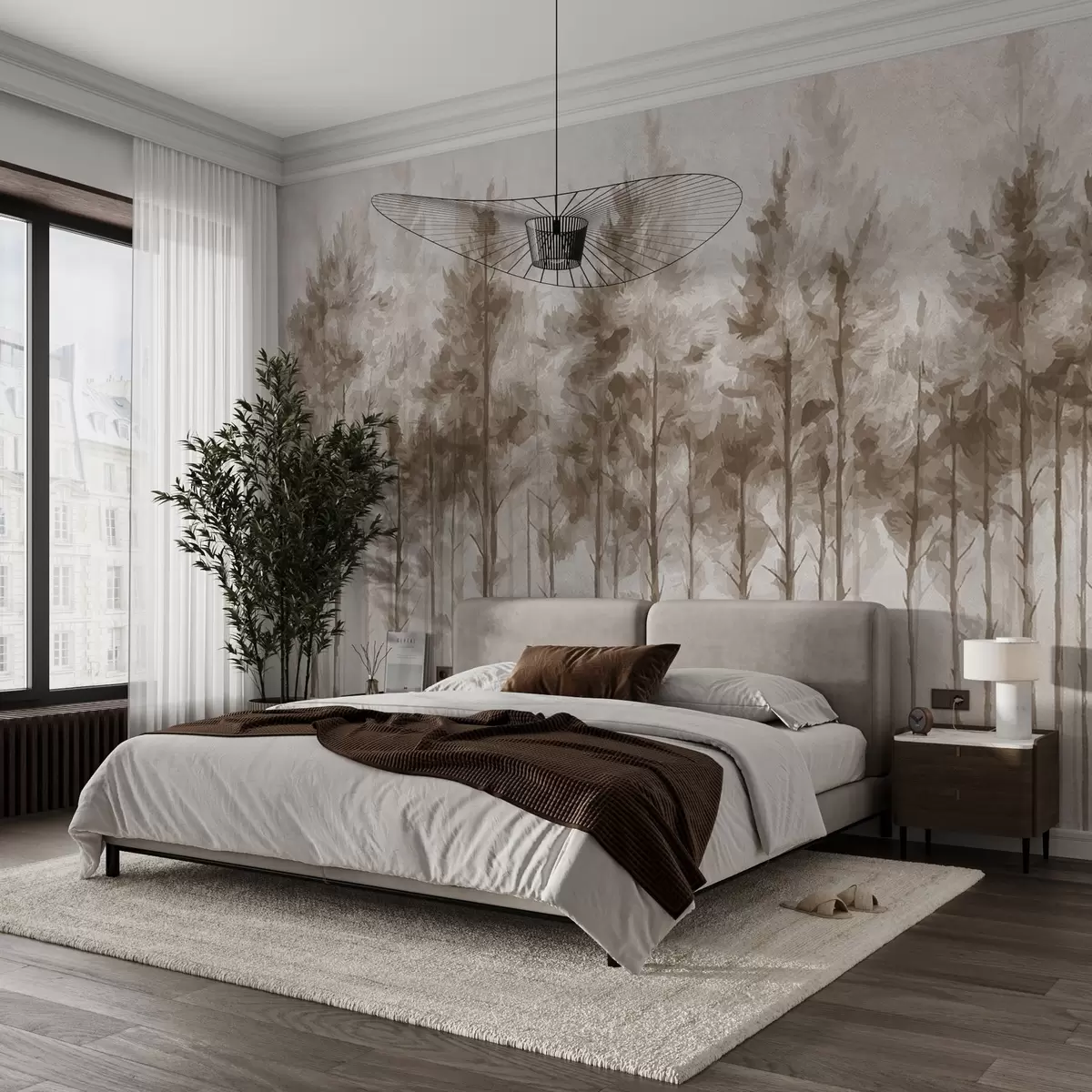 murales de pared Bosque abstracto pintado en la pared w02005v1