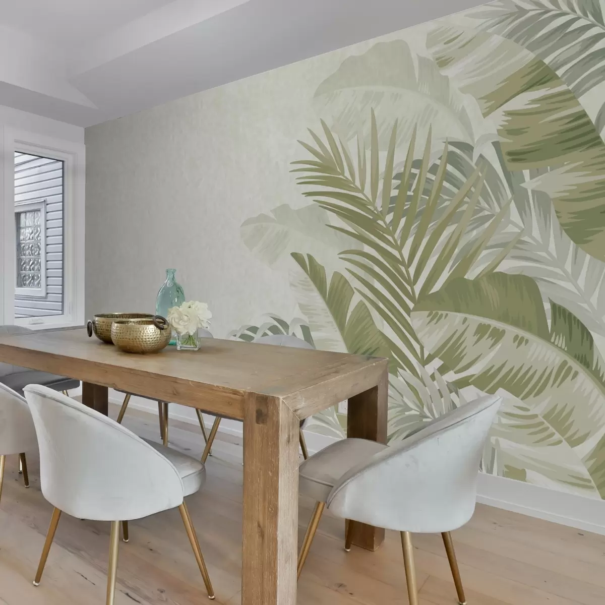 murales de pared Hojas de palmera verdes w02391