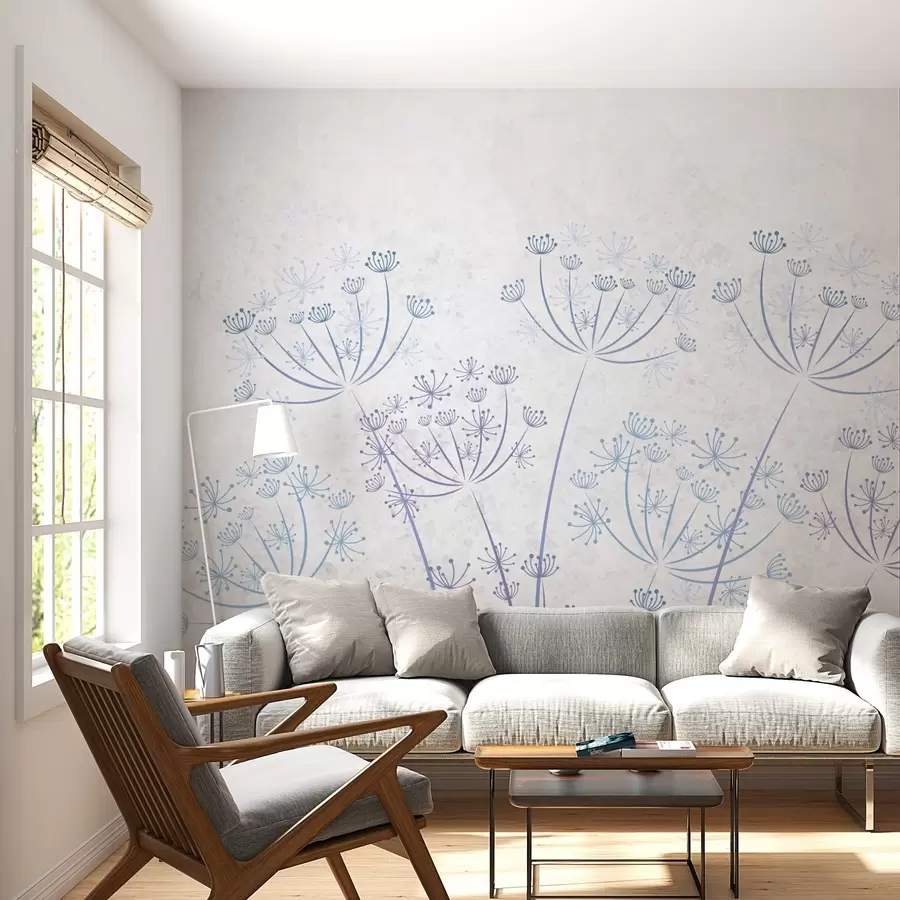 murales de pared Dientes de león sobre un fondo gris w02396